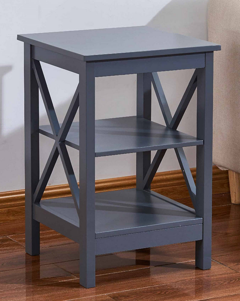 Rosalie Gray Wood End Table W 2 Bottom Shelves Aetna Stores