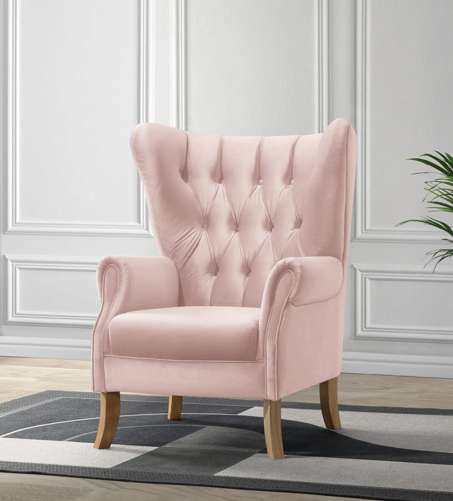 Adonis Blush Pink Velvet Button Tufted Accent Chair Aetna Stores