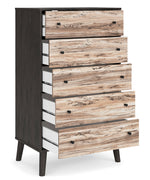 Piperton Natural/Black Wood 5-Drawer Chest