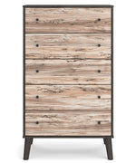 Piperton Natural/Black Wood 5-Drawer Chest