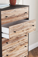 Piperton Natural/Black Wood 5-Drawer Chest