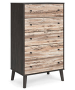 Piperton Natural/Black Wood 5-Drawer Chest