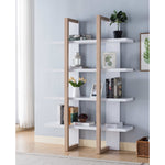 Marion White/Weathered White Wood Bookcase with 4 Shelves