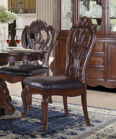Moira 2 Brown Faux Leather Side Chairs