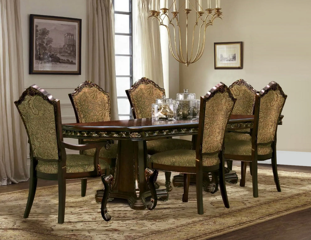 Patti 7-Pc Brown Wood Dining Table Set
