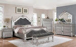 Marilena Gray Velvet/Metallic Gray Wood Cal King Panel Bed