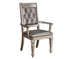 Bling Game Metallic Platinum Wood/Leatherette Arm Chair