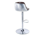 Brancaster Aluminum/Brown Top Grain Leather Adjustable Stool by Acme