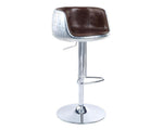 Brancaster Aluminum/Brown Top Grain Leather Adjustable Stool by Acme