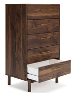 Calverson Mocha Wood 5-Drawer Chest