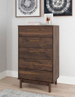 Calverson Mocha Wood 5-Drawer Chest