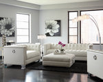 Chaviano Pearl White Leatherette Button Tufted Chair