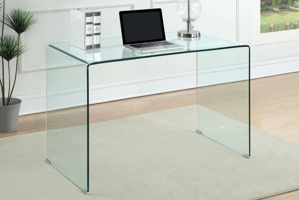 Highsmith Modern Clear Tempered Glass Writing Desk