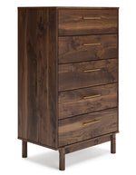 Calverson Mocha Wood 5-Drawer Chest