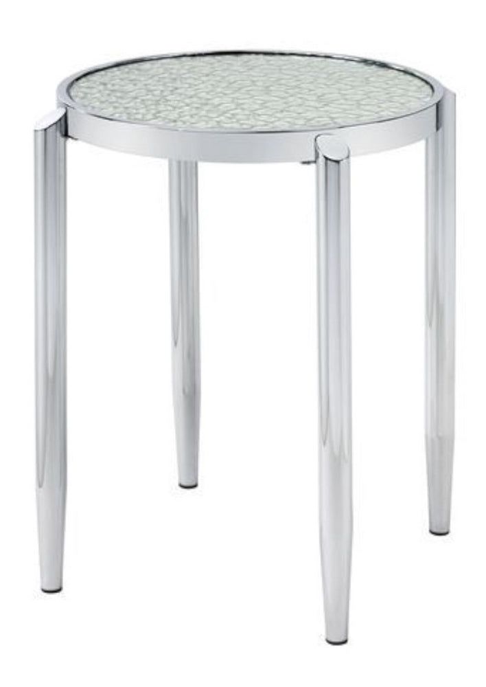 Abbe Glass/Chrome Metal End Table