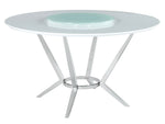 Abby 5-Pc White/Light Grey/Chrome Dining Table Set