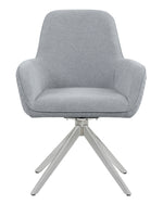 Abby Light Grey Fabric/Chrome Finish Metal Arm Chair