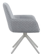 Abby Light Grey Fabric/Chrome Finish Metal Arm Chair
