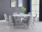 Abby White Wood/Chrome Finish Metal Dining Table