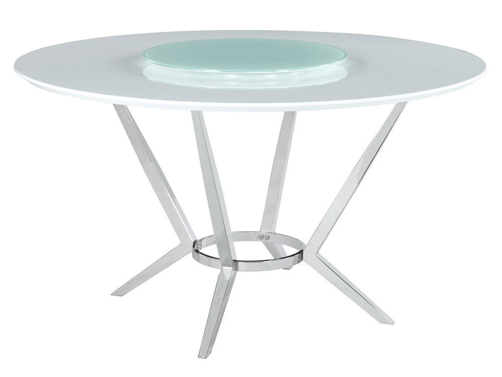 Abby White Wood/Chrome Finish Metal Dining Table