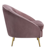 Abey Pink Velvet Chair with Curved & Sloping Armrest