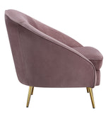 Abey Pink Velvet Sofa with Curved & Sloping Armrest