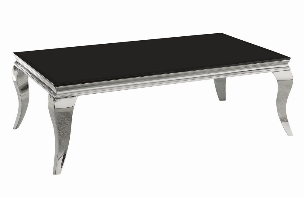 Carone Black Glass/Chrome Metal Rectangular Coffee Table