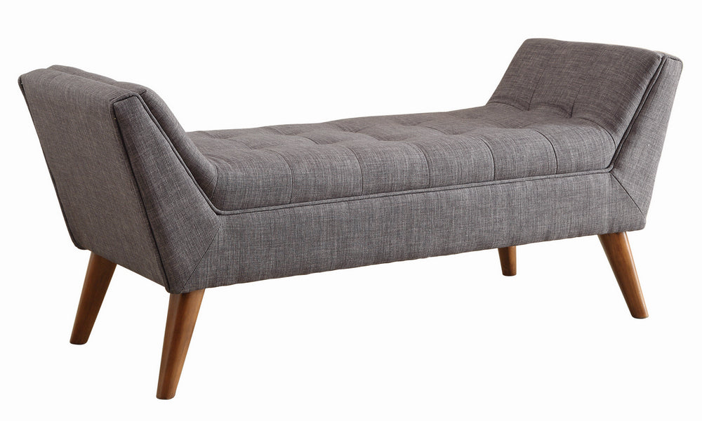 Abreta Grey Fabric/Brown Wood Bench