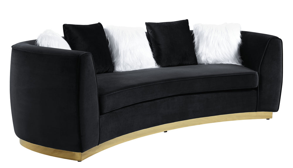 Achelle Glam Black Velvet Sofa (Oversized)