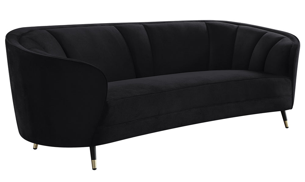 Achim Black Velvet Channel Tufted Sofa (Oversized)