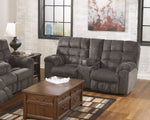 Acieona Slate Chenille Double Manual Recliner Loveseat