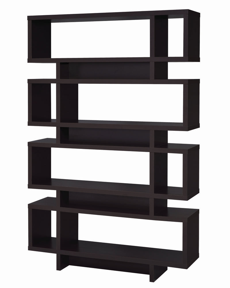 Adele Contemporary Cappuccino Wood Open Bookcase