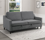 Adelia Dark Gray Velvet Fabric Sofa with Pull-Out Bed