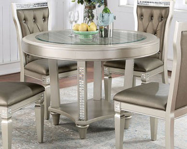 Adelina Champagne Wood Round Dining Table