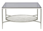 Adelrik Glass/Chrome Metal Coffee Table with Shelf