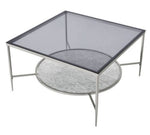 Adelrik Glass/Chrome Metal Coffee Table with Shelf