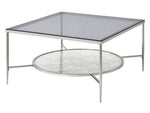 Adelrik Glass/Chrome Metal Coffee Table with Shelf