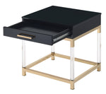 Adiel Black Wood/Gold Metal Accent Table