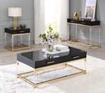 Adiel Black Wood/Gold Metal Accent Table