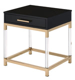 Adiel Black Wood/Gold Metal Accent Table