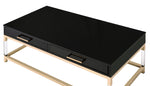 Adiel Black Wood/Gold Metal Coffee Table