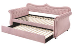 Adkins Pink Velvet Button Tufted Twin Daybed