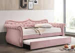 Adkins Pink Velvet Button Tufted Twin Daybed