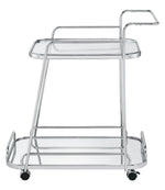 Aegis Clear Glass/Chrome Metal 2-Tier Serving Cart