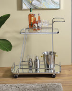 Aegis Clear Glass/Chrome Metal 2-Tier Serving Cart