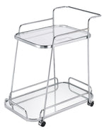 Aegis Clear Glass/Chrome Metal 2-Tier Serving Cart