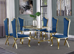 Aenor 7-Pc Navy Blue Velvet Dining Table Set