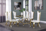 Aenor 7-Pc White Faux Leather Dining Set