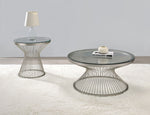 Aerith Clear Glass/Satin Grey Finish Metal Coffee Table