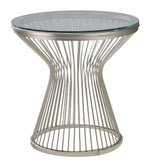 Aerith Clear Glass/Satin Grey Finish Metal End Table